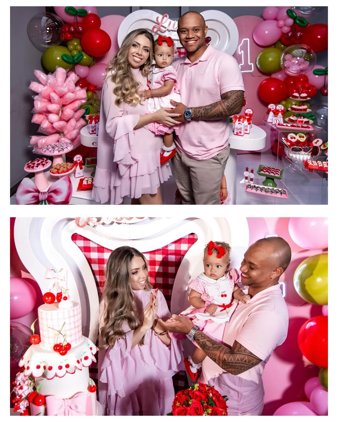 Festa infantil de 1 ano em família com bolo decorado